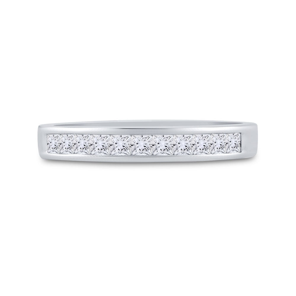 14K Yellow Or White Gold  Womens Princess Diamond Wedding Single Row Band 1/2 Cttw, Womens Size: 5-10