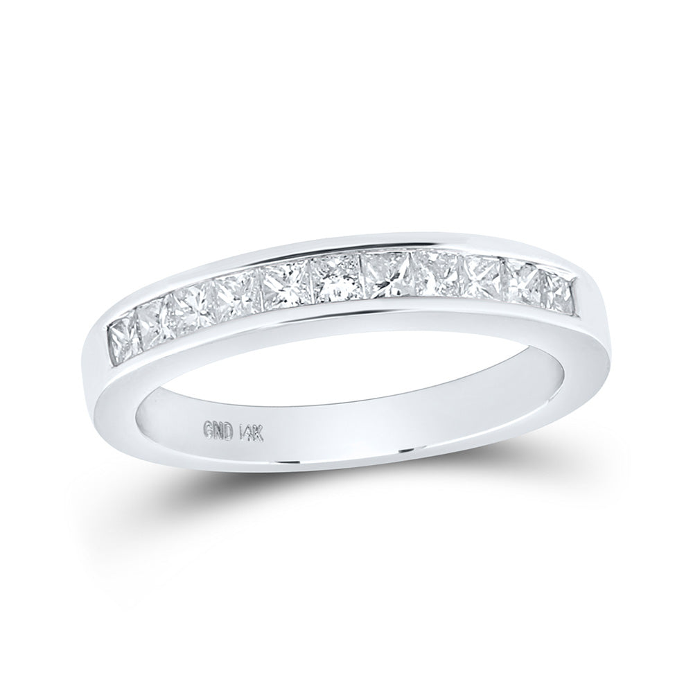14K Yellow Or White Gold  Womens Princess Diamond Wedding Single Row Band 1/2 Cttw, Womens Size: 5-10