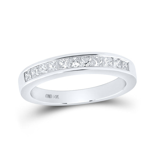 14K Yellow Or White Gold  Womens Princess Diamond Wedding Single Row Band 1/2 Cttw, Womens Size: 5-10
