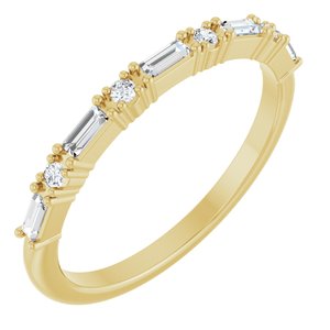 14K Yellow Gold Natural Diamond Straight Baguette 3 X 1.25 Mm Natural Diamond Polished 1/5 Ctw Natural Diamond Anniversary Band Size 7