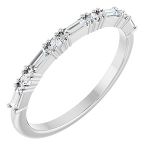 14K White Gold Natural Diamond Straight Baguette 3 X 1.25 Mm Natural Diamond Polished 1/5 Ctw Natural Diamond Anniversary Band Size 7