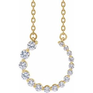 14K Yellow Gold Round 2.4Mm G-H Si2-Si2 3/8 Ctw Lab-Grown Diamond Adjustable Necklace, Length: 18 In