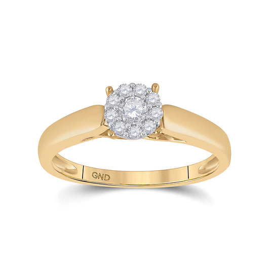10K Yellow Gold Round Diamond Solitaire Bridal Wedding Engagement Ring 1/5 Cttw, Womens Size: 5-10
