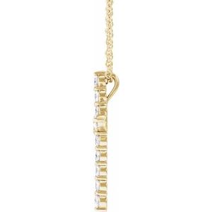 14K Yellow Gold Round I1, G-H 16-18 In Polished Natural Diamond Cross Necklace