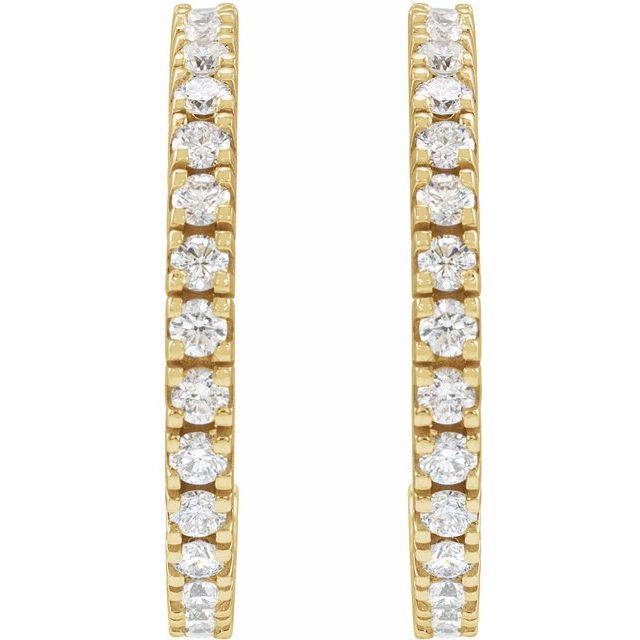 14K Yellow Gold Round 24.7 Mm 2.2 Mm 2.2Mm Si1-Si2, G-H Pair Friction Back Polished 1 5/8 Ctw Lab-Grown Diamond Hoop Earrings