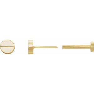 14K Yellow Gold 4.9 Mm Pair Press Fit Back 6 Mm Polished Geometric Earrings With Press Fit Closure