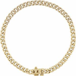 14K Yellow Gold Round 1Mm G-H I1 1/2 Ctw Natural Diamond Bracelet, Length: 7.25 In