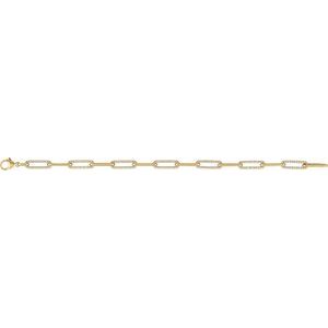 14K Yellow Gold Round 1.1Mm G-H I1 1 Ctw Natural Diamond Link Bracelet, Length: 7 In