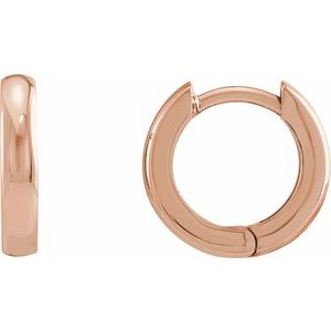 14K Rose Gold Pair Hinged Hoop Earrings, Length: 12 Mm, Thickness: 2.25 Mm