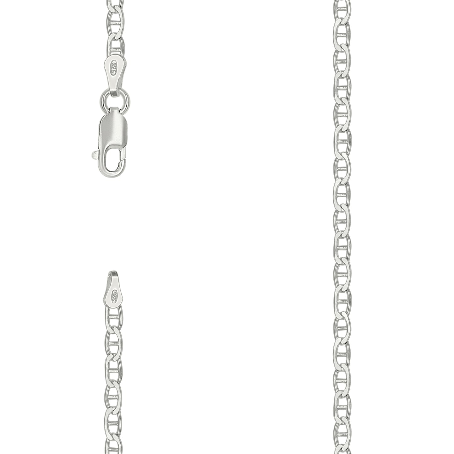 Sterling Silver Solid Classic Mariner Bracelet Silver