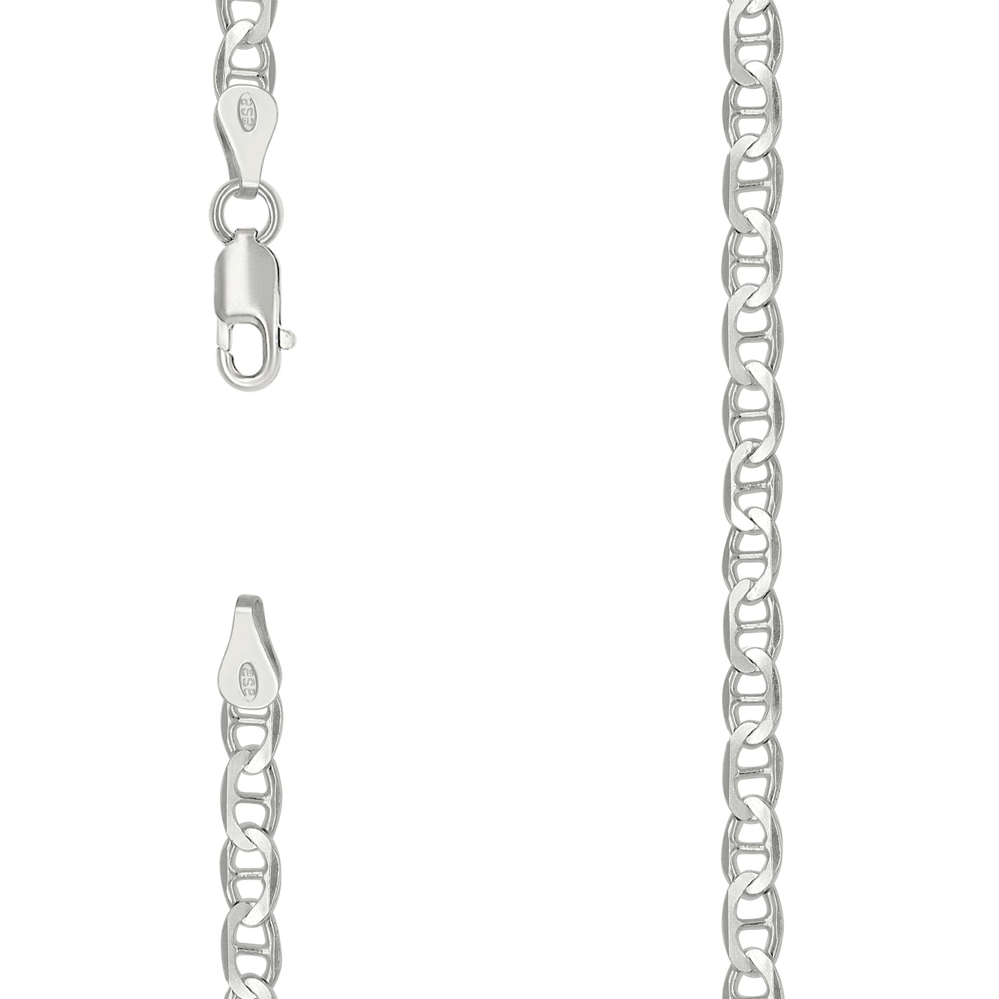 Sterling Silver Solid Classic Mariner Bracelet Silver