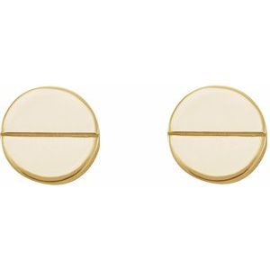 14K Yellow Gold 4.9 Mm Pair Press Fit Back 6 Mm Polished Geometric Earrings With Press Fit Closure