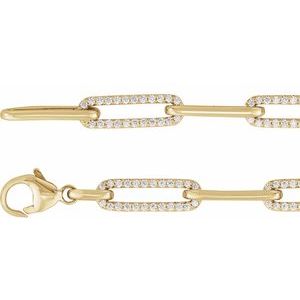 14K Yellow Gold Round 1.1Mm G-H I1 1 Ctw Natural Diamond Link Bracelet, Length: 7 In