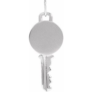 Sterling Silver 21.57 X 9 Mm Polished Engravable Key Pendant