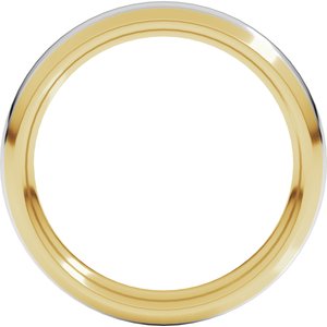 14K Yellow Or White Or Rose Gold Stepped Beveled-Edge Inlay Comfort-Fit Half Round Band