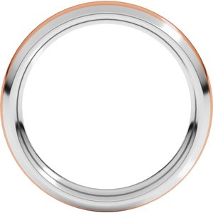 14K Yellow Or White Or Rose Gold Stepped Beveled-Edge Inlay Comfort-Fit Half Round Band