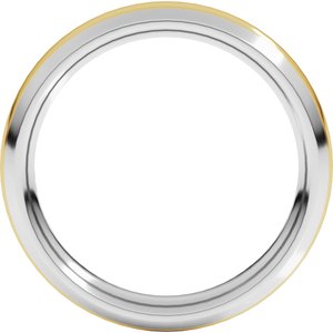 14K Yellow Or White Or Rose Gold Stepped Beveled-Edge Inlay Comfort-Fit Half Round Band