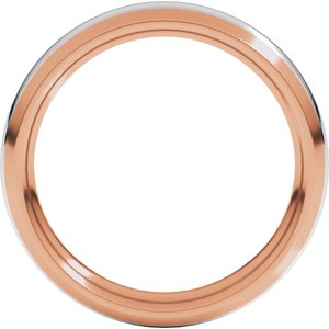 14K Yellow Or White Or Rose Gold Stepped Beveled-Edge Inlay Comfort-Fit Half Round Band