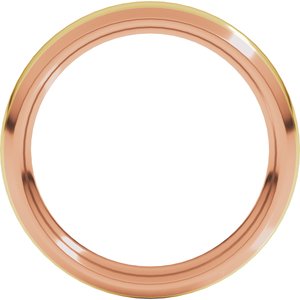 14K Yellow Or White Or Rose Gold Stepped Beveled-Edge Inlay Comfort-Fit Half Round Band