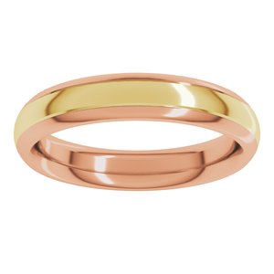 14K Yellow Or White Or Rose Gold Stepped Beveled-Edge Inlay Comfort-Fit Half Round Band