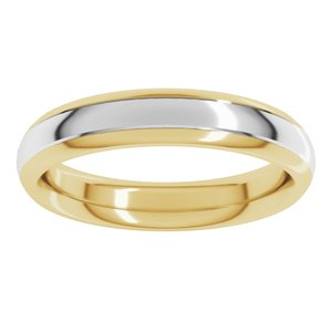 14K Yellow Or White Or Rose Gold Stepped Beveled-Edge Inlay Comfort-Fit Half Round Band