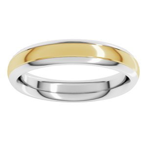 14K Yellow Or White Or Rose Gold Stepped Beveled-Edge Inlay Comfort-Fit Half Round Band