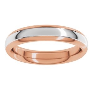 14K Yellow Or White Or Rose Gold Stepped Beveled-Edge Inlay Comfort-Fit Half Round Band