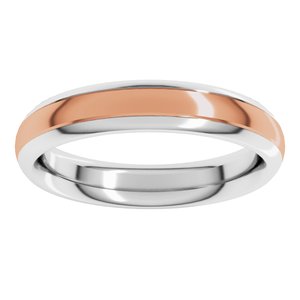 14K Yellow Or White Or Rose Gold Stepped Beveled-Edge Inlay Comfort-Fit Half Round Band