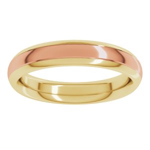 14K Yellow Or White Or Rose Gold Stepped Beveled-Edge Inlay Comfort-Fit Half Round Band