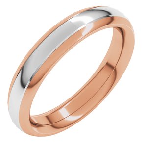 14K Yellow Or White Or Rose Gold Stepped Beveled-Edge Inlay Comfort-Fit Half Round Band