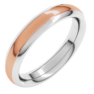 14K Yellow Or White Or Rose Gold Stepped Beveled-Edge Inlay Comfort-Fit Half Round Band