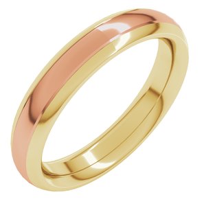 14K Yellow Or White Or Rose Gold Stepped Beveled-Edge Inlay Comfort-Fit Half Round Band