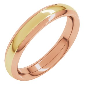 14K Yellow Or White Or Rose Gold Stepped Beveled-Edge Inlay Comfort-Fit Half Round Band