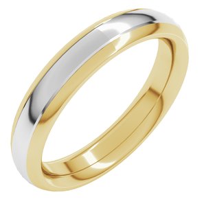 14K Yellow Or White Or Rose Gold Stepped Beveled-Edge Inlay Comfort-Fit Half Round Band