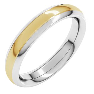 14K Yellow Or White Or Rose Gold Stepped Beveled-Edge Inlay Comfort-Fit Half Round Band