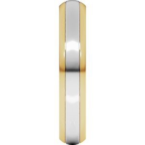 14K Yellow Or White Or Rose Gold Stepped Beveled-Edge Inlay Comfort-Fit Half Round Band