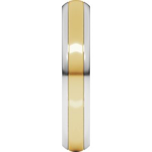 14K Yellow Or White Or Rose Gold Stepped Beveled-Edge Inlay Comfort-Fit Half Round Band