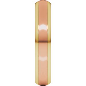 14K Yellow Or White Or Rose Gold Stepped Beveled-Edge Inlay Comfort-Fit Half Round Band