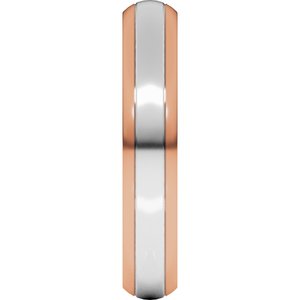 14K Yellow Or White Or Rose Gold Stepped Beveled-Edge Inlay Comfort-Fit Half Round Band