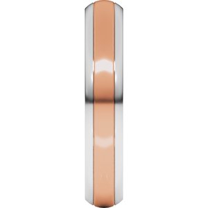 14K Yellow Or White Or Rose Gold Stepped Beveled-Edge Inlay Comfort-Fit Half Round Band