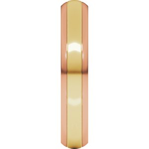 14K Yellow Or White Or Rose Gold Stepped Beveled-Edge Inlay Comfort-Fit Half Round Band