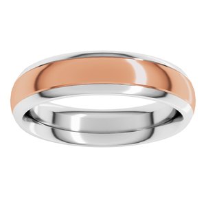 14K Yellow Or White Or Rose Gold Stepped Beveled-Edge Inlay Comfort-Fit Half Round Band