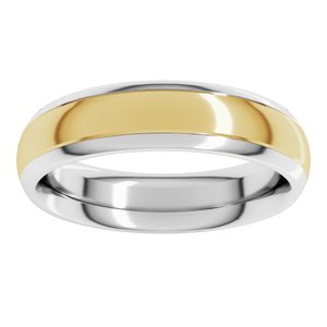 14K Yellow Or White Or Rose Gold Stepped Beveled-Edge Inlay Comfort-Fit Half Round Band