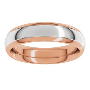 14K Yellow Or White Or Rose Gold Stepped Beveled-Edge Inlay Comfort-Fit Half Round Band
