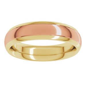 14K Yellow Or White Or Rose Gold Stepped Beveled-Edge Inlay Comfort-Fit Half Round Band