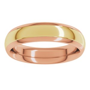 14K Yellow Or White Or Rose Gold Stepped Beveled-Edge Inlay Comfort-Fit Half Round Band