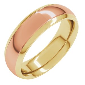 14K Yellow Or White Or Rose Gold Stepped Beveled-Edge Inlay Comfort-Fit Half Round Band