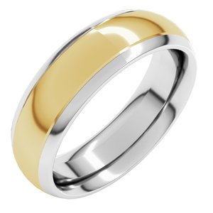 14K Yellow Or White Or Rose Gold Stepped Beveled-Edge Inlay Comfort-Fit Half Round Band