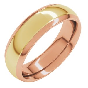 14K Yellow Or White Or Rose Gold Stepped Beveled-Edge Inlay Comfort-Fit Half Round Band