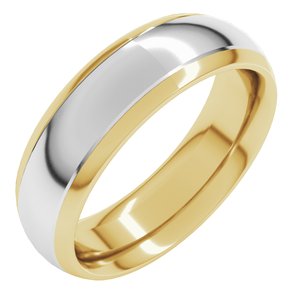 14K Yellow Or White Or Rose Gold Stepped Beveled-Edge Inlay Comfort-Fit Half Round Band